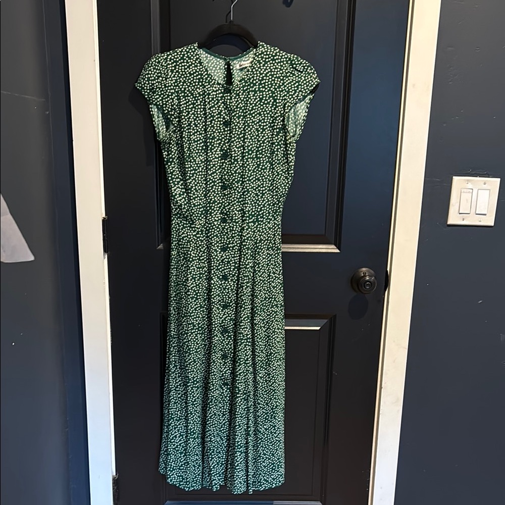 Reformation Green Buttoned Midi Sundress